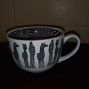 Pier 1 Imports Black & White Multi Zebras Large Porcelain Cup Mug